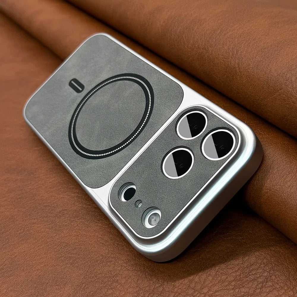 Luxury Matte Leather Magnetic Phone Case - MagSafe Wireless Charging Cover for iPhone 13, 14, 15, 16 & 17 Pro Max Series