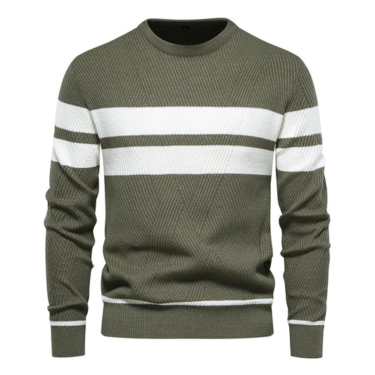 Men's Autumn Patchwork Sweater - O-Neck Long Sleeve Slim Fit Warm Casual Fashion Pullover Top