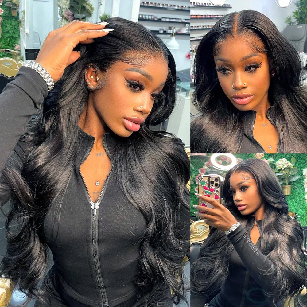 13x4/13x6 Body Wave Transparent Lace Front Wig – HD Bling Hair, 180% Density Human Hair, 4x4 Lace Closure for Women
