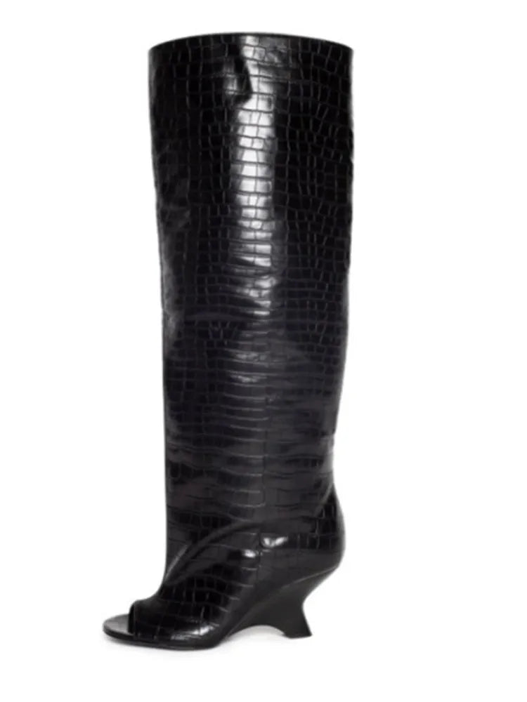 Women’s Knee-High Open Toe Boots 34-44 - 2026 Spring/Summer Chunky High Heel Fashion Boots
