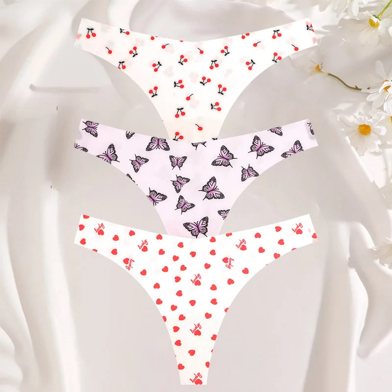 3PCS Women’s Sexy G-String Set - Colorful Seamless Bikini T-Back Low Waist Lingerie Underwear