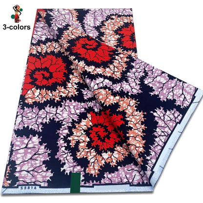 African Ankara Wax Fabric - 100% Cotton Soft Pink Pagne Fashion Print