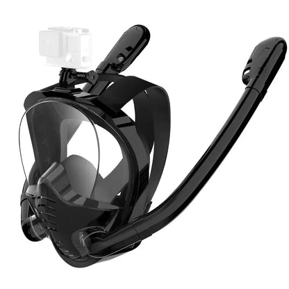 Full Face Snorkel Mask - 180° Panoramic Silicone Dry-Top Diving Mask with 2 Snorkels