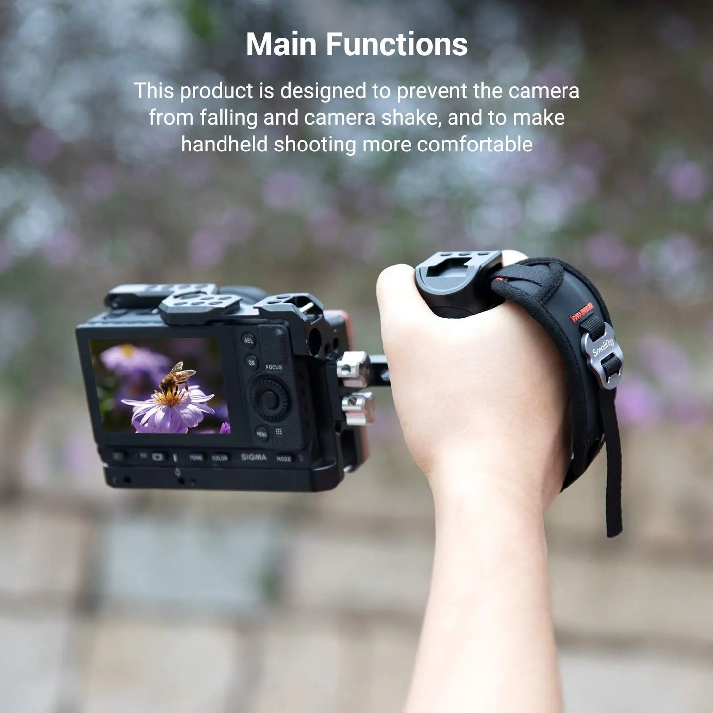 SmallRig DSLR Camera Hand Strap - Adjustable Secure Grip Support for Camera Cage Rig 2456
