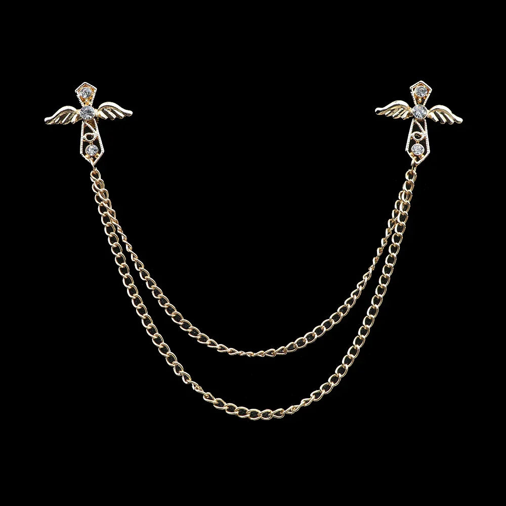 Fashion Gentleman Tassel Brooch – Men’s Suit & Shirt Lapel Pin with Chain, Pearl & Star for Wedding or Party