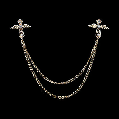Fashion Gentleman Tassel Brooch – Men’s Suit & Shirt Lapel Pin with Chain, Pearl & Star for Wedding or Party