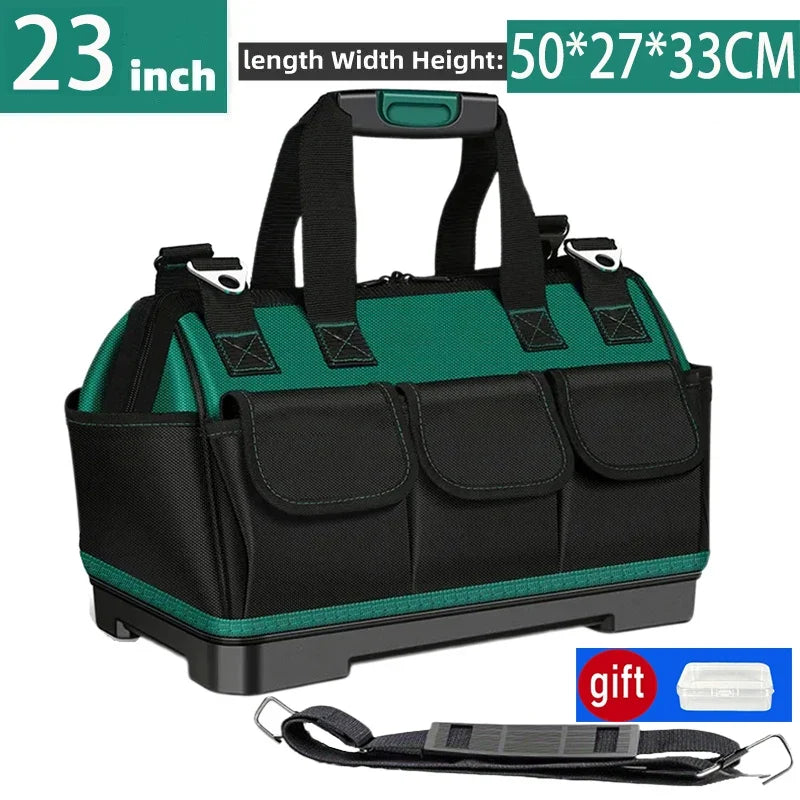 23-Inch Large Tool Bag - Heavy-Duty 1680D Oxford Waterproof Electrician Storage Organizer