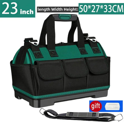 23-Inch Large Tool Bag - Heavy-Duty 1680D Oxford Waterproof Electrician Storage Organizer