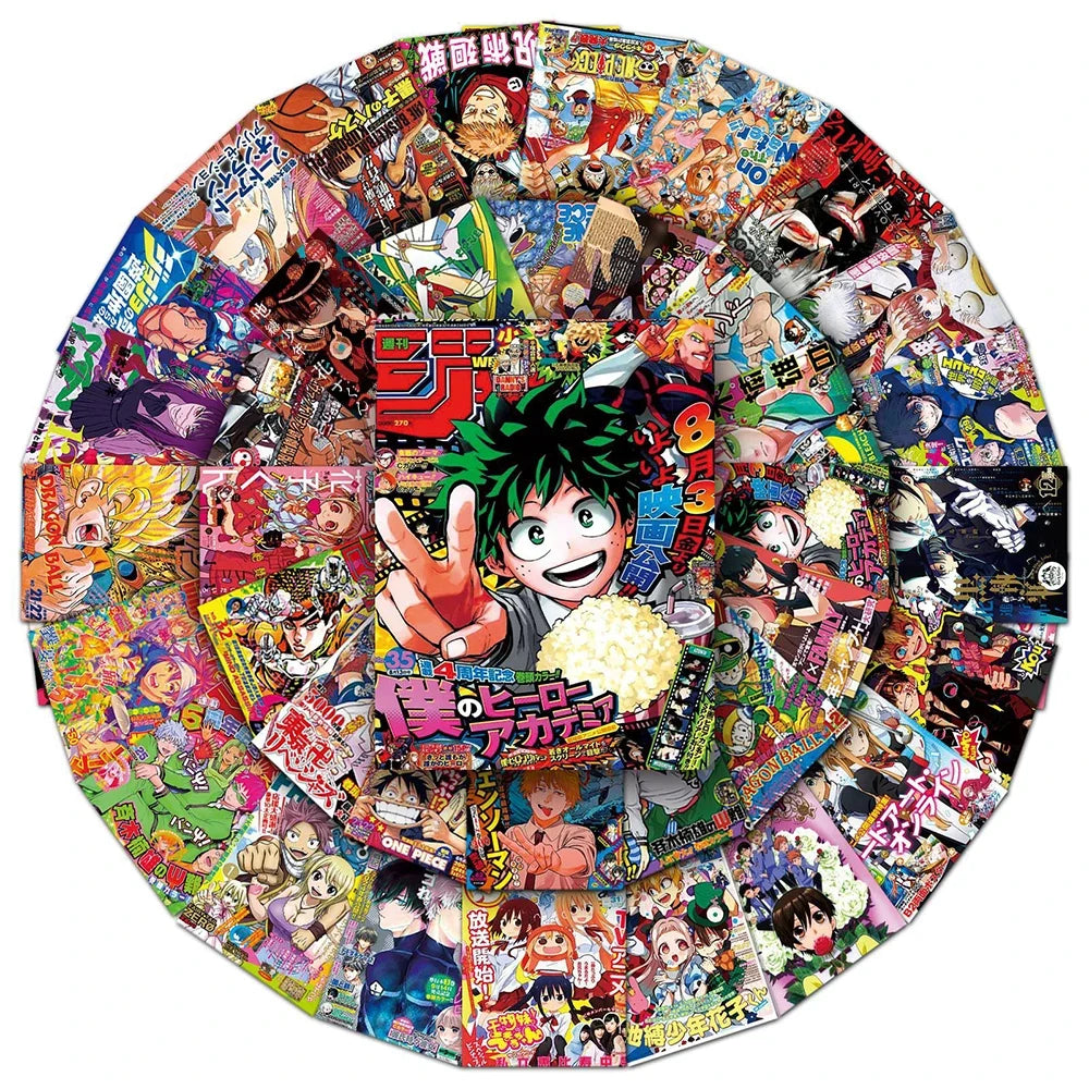 Anime Sticker Pack - One Piece Jujutsu Kaisen Dragon Ball Cartoon Decals for Kids DIY Car Wall Laptop Decoration