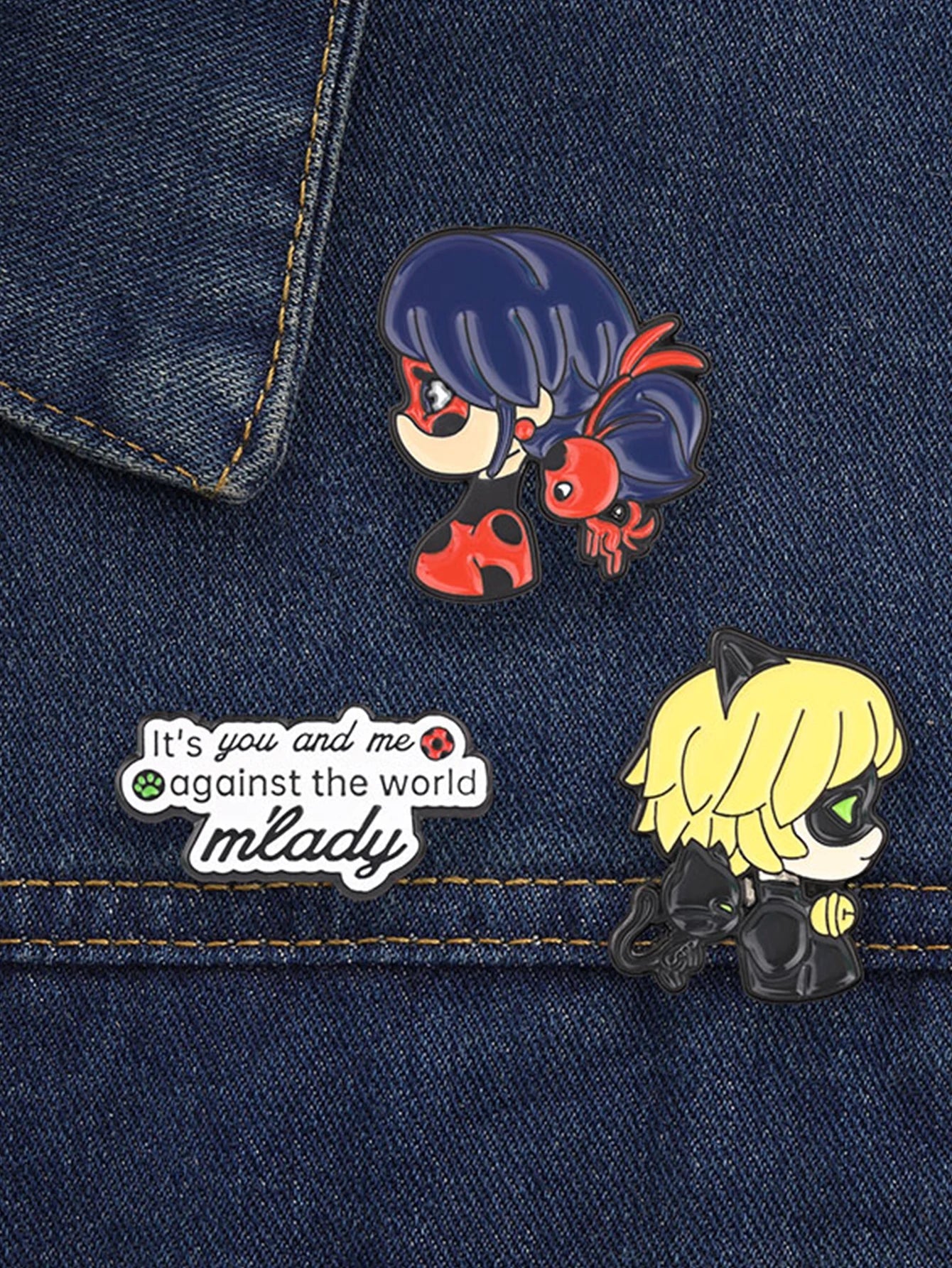 3PCS Black Cat Brooches - Cute Anime-Inspired Pins for Clothes, Backpacks & Hats, Couple Accessories