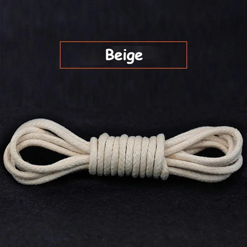 Cotton Waxed Shoe Laces - Round Leather Style Waterproof Replacement Laces for Oxford Shoes & Boots