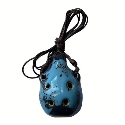 6 Hole Ceramic Mini Ocarina - Handmade Craft Musical Instrument for Beginners and Music Lovers