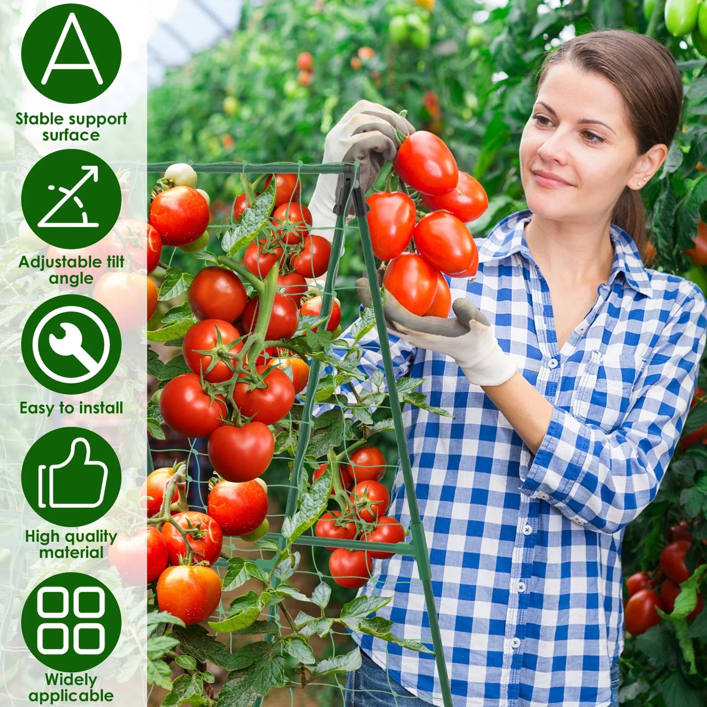 A-Frame Garden Trellis Kit - Rustproof Vegetable Climbing Support with Net for Cucumbers & Outdoor Plants