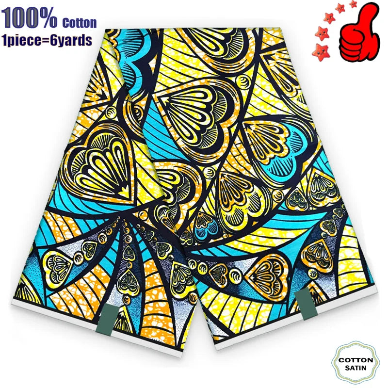 African Real Wax Fabric - High Quality 100% Cotton Ankara Pagne for Women’s Dresses