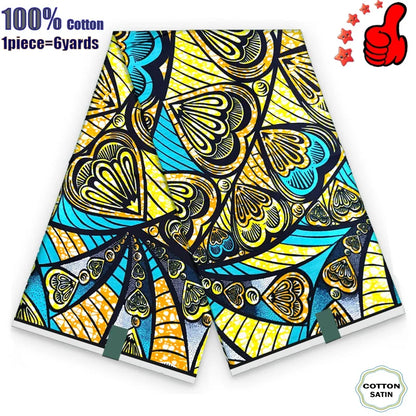 African Real Wax Fabric - High Quality 100% Cotton Ankara Pagne for Women’s Dresses