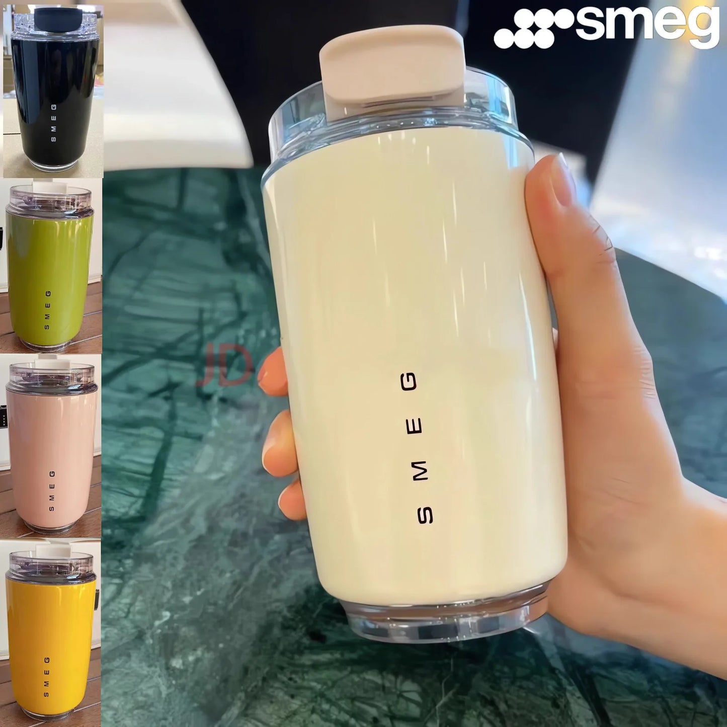 SMEG 240ml Travel Beverage Cup - Portable Stainless Steel Vacuum Coffee Thermos, Leak-Proof Car Drinking Cup