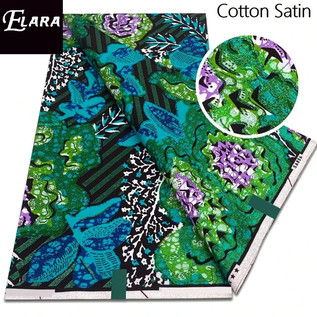 African Real Wax Print Fabric - Grand Original Ankara Blue Cotton Wax Material 6 Yards for Stylish Dresses & Uniforms
