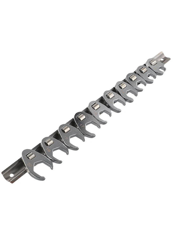 10pcs 3/8" Drive Crowfoot Wrench Set — 10-22mm Metric Open-End Spanners for Torque Wrench