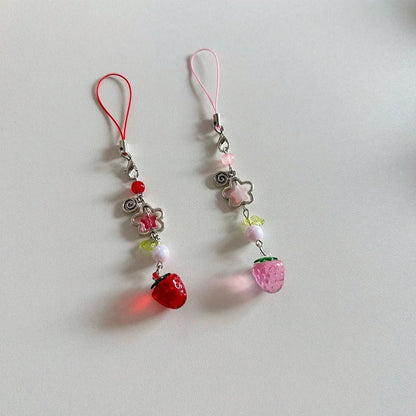Cute Strawberry Keychain Charm - Lightweight Fruit Phone Lanyard & Aesthetic Bag Chain Accessory for Girls