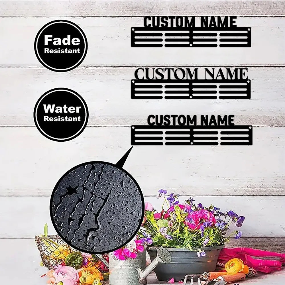 Customized Name Metal Hooks - Personalized Wall Hanger Rack for Medals Home Decor and Housewarming Gifts