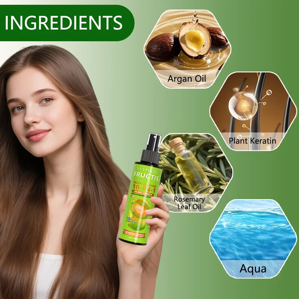 10-in-1 Keratin Hair Spray - Plant-Based Repair Treatment for Dry, Frizzy & Smoothing Hair Care