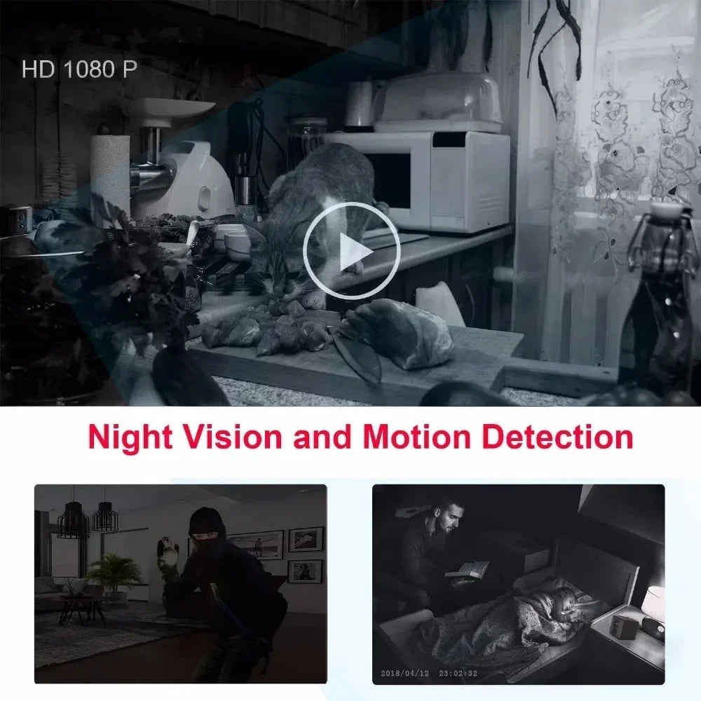 Mini 1080P HD Camera – Night Vision, Wide-Angle, Motion Detection Video Recorder with Magnetic Loop