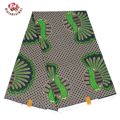 Ankara African Leaf Print Fabric - Real Wax Patchwork Sewing, Craft & DIY Textile Material