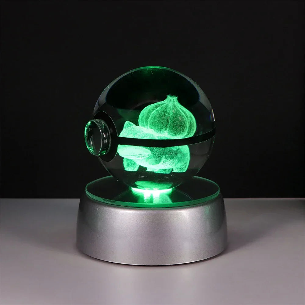 Pokemon Crystal Ball Night Light – Pikachu, Gengar, Eevee, Mewtwo & Lucario LED Pokeball, Kids Birthday Gift & Home Decor
