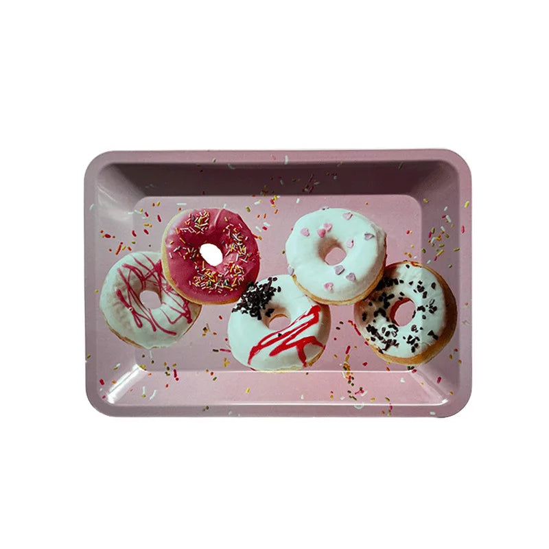 Metal Tobacco Storage Tray - Rolling Accessories Organizer with Decorative Patterns