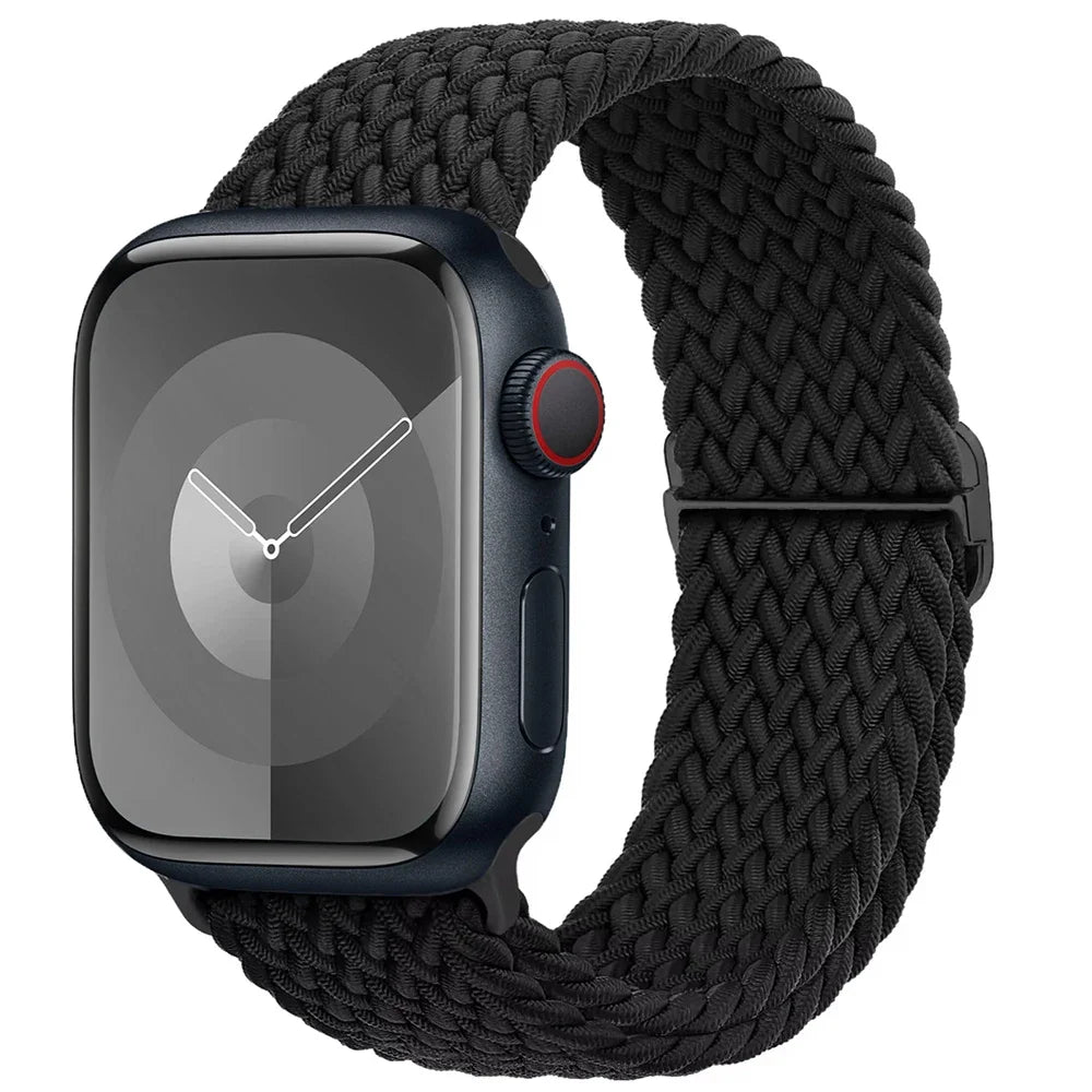Braided Solo Loop Apple Watch Ultra Band – Elastic Nylon Adjustable Bracelet Strap for iWatch SE, Series 3–9 (38mm–49mm)