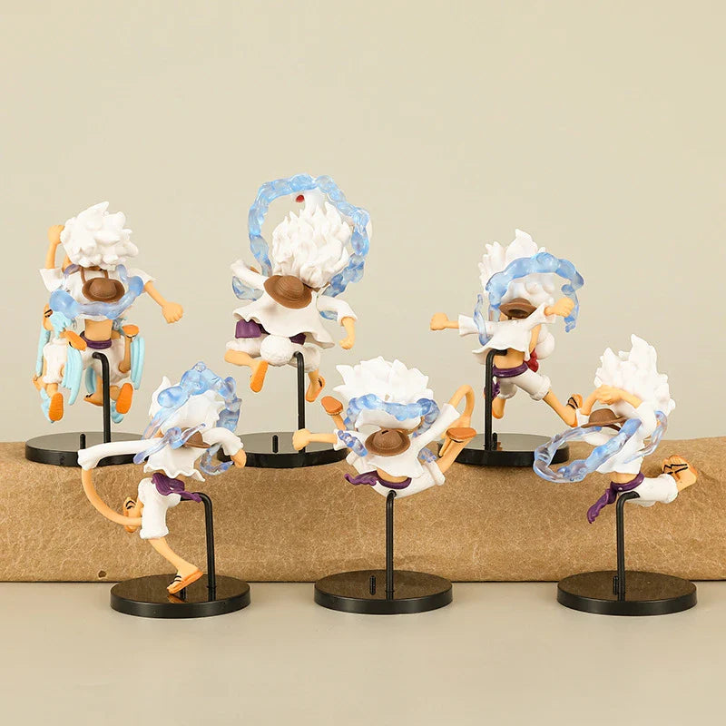 5PCS One Piece Figure Set – Gear 5 Nika Luffy Sun God PVC Anime Figurines, Q Version Cartoon Collection Dolls & Gifts