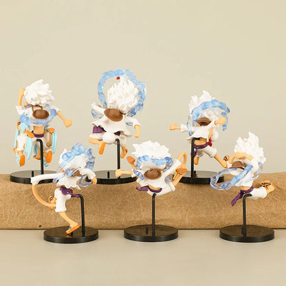 5PCS One Piece Figure Set – Gear 5 Nika Luffy Sun God PVC Anime Figurines, Q Version Cartoon Collection Dolls & Gifts