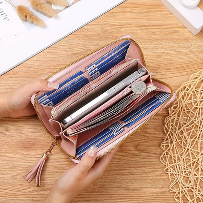 Fashion Women’s Zipper Wallet – Short Patchwork Leather Coin Purse, Card Holder & Phone Pouch Clutch