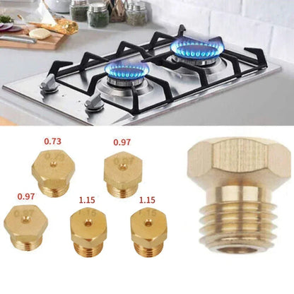 5-Piece Gas Burner Jet Conversion Kit - M6 x 0.75 LPG & Natural Gas Nozzles