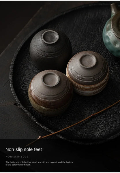 Japanese Handmade Stoneware Tea Cup – Small Kung Fu Single Teacup Vintage Style