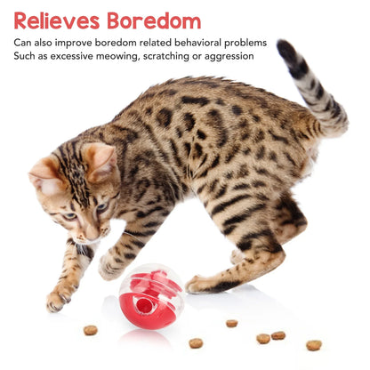 Cat Treat Dispensing Ball - Interactive Bite Resistant Slow Feeder Puzzle Toy for Kittens and Cats