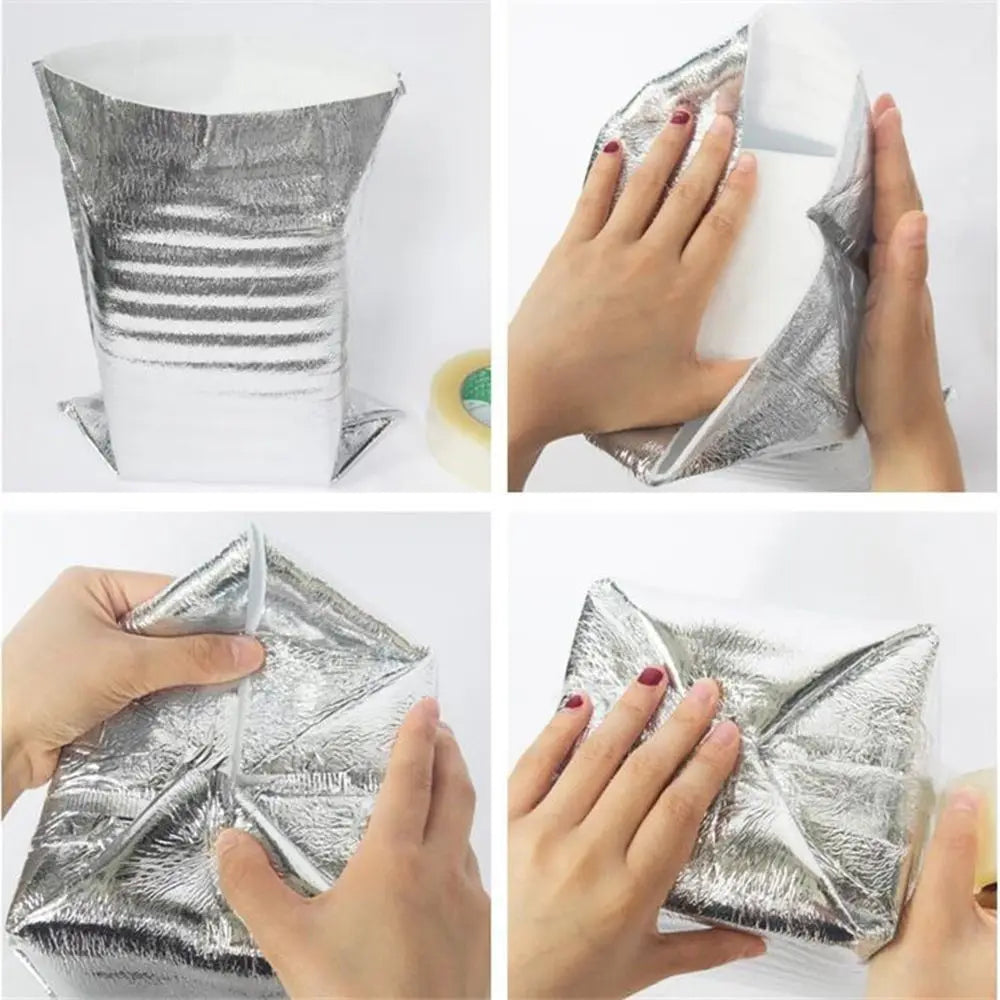 Aluminum Foil Cooler Bag – Insulated Folding Thermal Picnic Bag, Portable Food and Drink Delivery Carrier