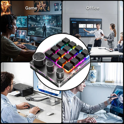 Custom Mechanical Gaming Keyboard - 2.4G Bluetooth USB Macro Keypad with Volume Knob & Programmable Keys
