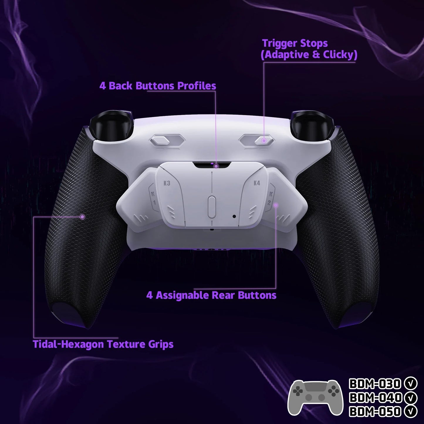 eXtremeRate RISE4 Plus MAX Back Button Kit – Remappable PS5 Controller Accessory with Clicky Trigger Stop & Rubberized Grip