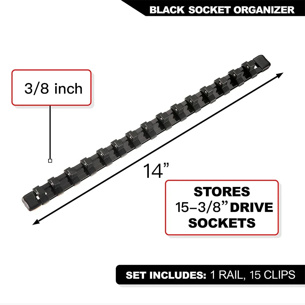 Socket Organizer Set - 1/4 3/8 1/2 Inch Socket Holder Trays for Tool Box Drawers & Storage Rails