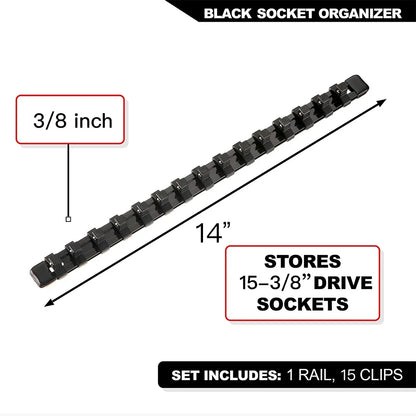 Socket Organizer Set - 1/4 3/8 1/2 Inch Socket Holder Trays for Tool Box Drawers & Storage Rails