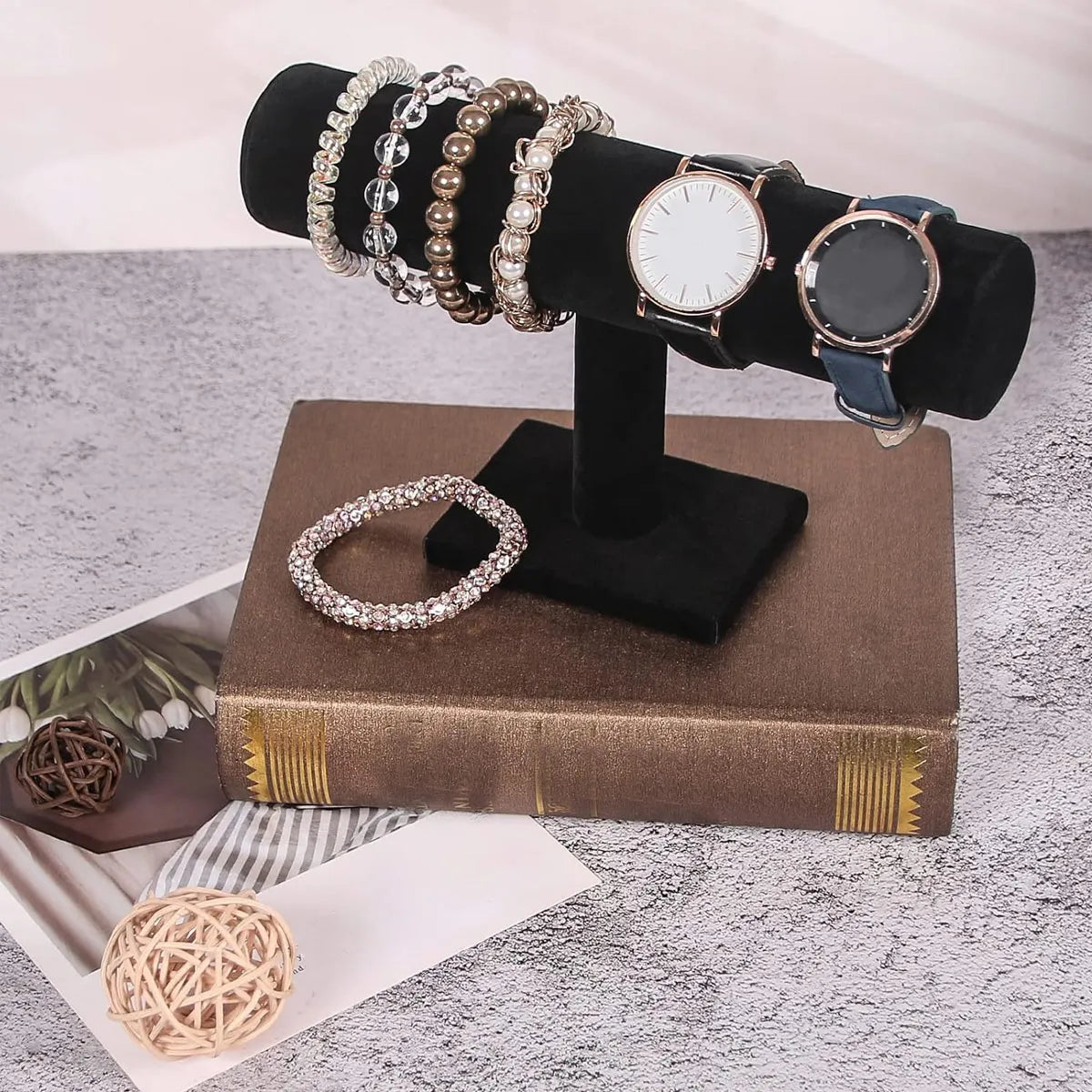 T-Shaped Jewelry Display Stand - Vertical Bracelet, Necklace & Watch Storage Organizer