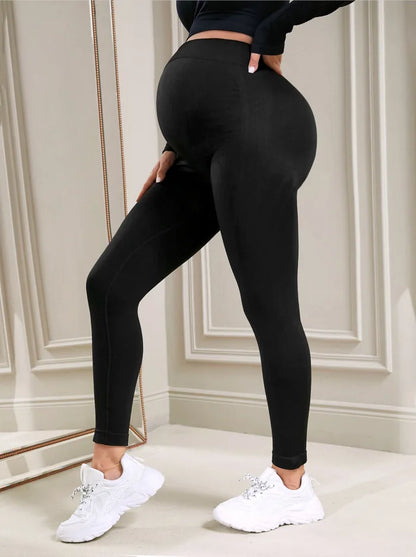 Elastic High Waist Maternity Leggings Skinny | Belly Support Postpartum Leggings Body Shaper | Fitness Trousers for Pregnant Women