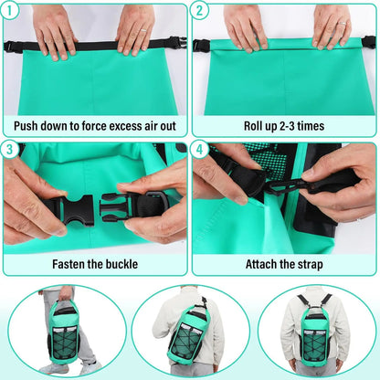 25L Waterproof Dry Bag Backpack - Roll-Top Outdoor Swimming, Kayaking & Camping Bag
