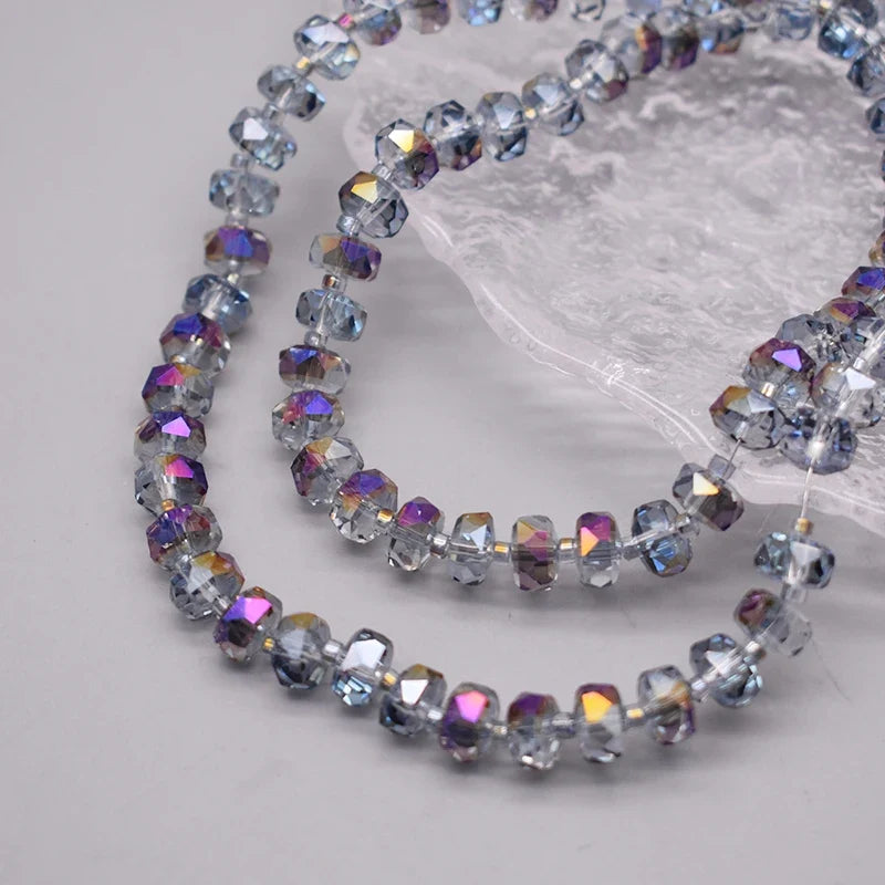8mm Crystal Glass Beads Set - 30PCS Color Wheel Faceted Round Loose Beads for DIY Jewelry Making & Bracelets