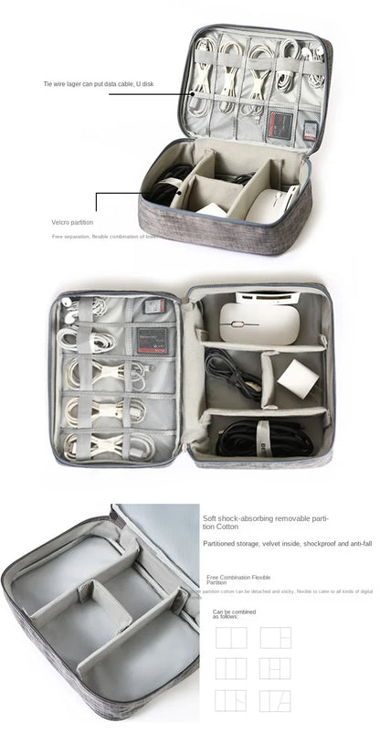 Waterproof Portable Cable Storage Bag – Digital Organizer for USB Cables, Chargers & Travel Accessories