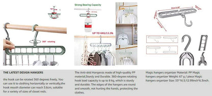 9-Hole Multi-Function Clothes Hanger Organizer – Space-Saving Folding Magic Rack for Scarves & Clothes