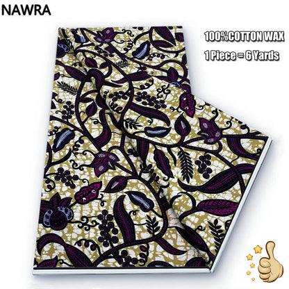 Original 100% Cotton African Wax Print Fabric - Soft Ankara Batik DIY Pagne