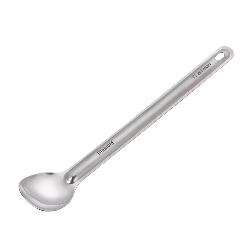 Titanium Long Handle Spork - Ultralight Portable Camping Cutlery for Hiking, Backpacking & Outdoor Dining