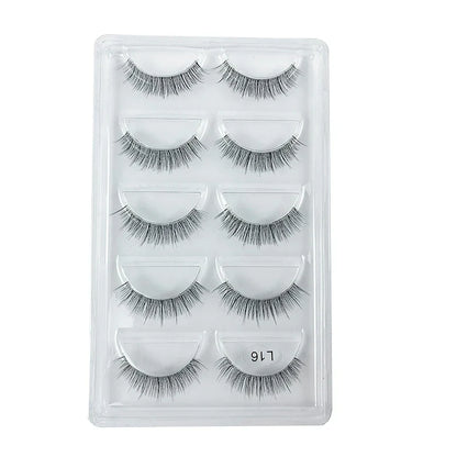 5 Pairs Manga Style Cosplay False Eyelashes – Soft Natural Short Mink Strip Lashes with Clear Band